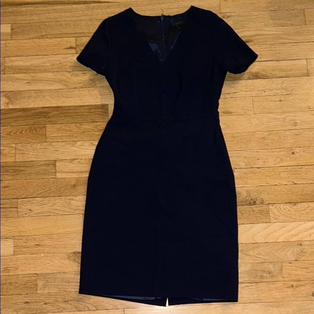 J. Crew Blue Sheath Dress Knee-Length V-neck Short Sleeve for Cocktail